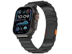 Bracelete para Apple Watch 46/49/45/44mm Liga de Titânio com Fecho Magnético de Elo Único Preta e Laranja XIAOMOYU