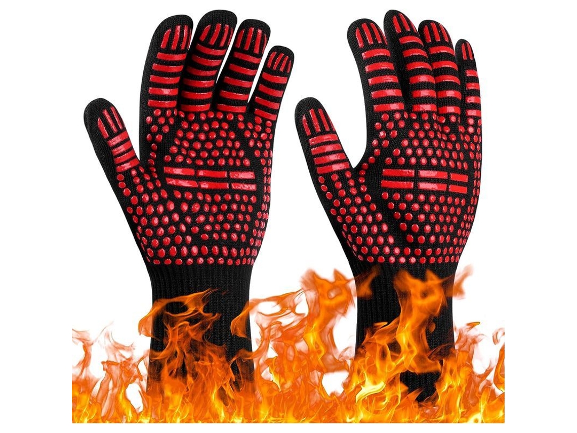 luvas de Churrasco Resistentes a Altas Temperaturas Até 800°c, Anti deslizantes para Cozinha, Grelha e Forno