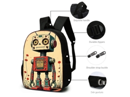 Mochila, Mochila Escolar Robô Retrô, 3 em 1 com Lancheira e Estojo BRILVIBERA ()