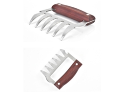 Conjunto de 2 Garras Trituradoras para Manipulador de Carne Garfos para Carne em Aço Inoxidável com Cabo de Madeira para Triturar Puxar e Entregar
