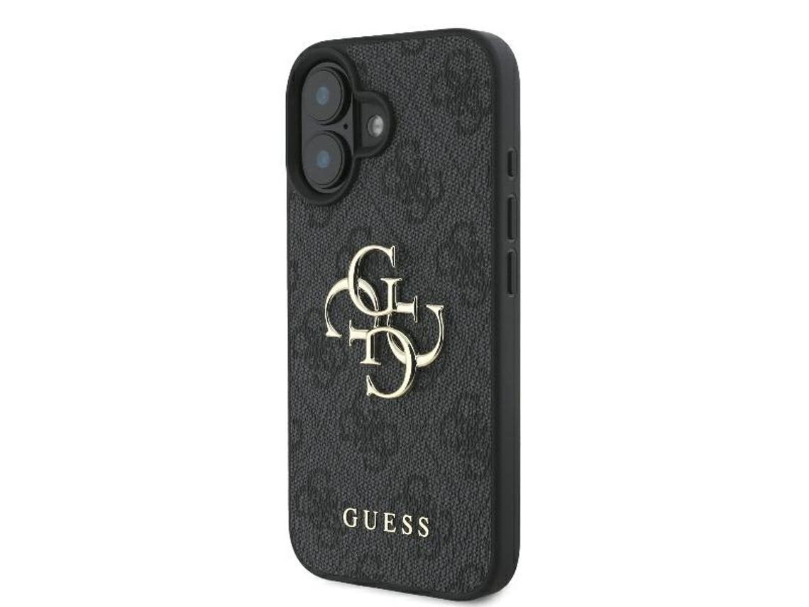 Capa para iPhone 16 GUESS Pele Sintética Rígida Preto
