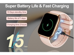 Smartwatch feminino Bestvite P95 com tela de 2,1 polegadas e 24 modos esportivos, rosa