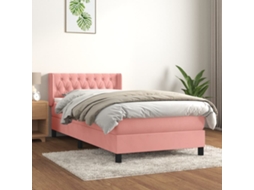 Vidaxl Cama Com Molas/colchão 90x200 Cm Veludo Rosa