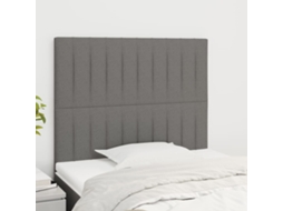 Cabecero 2 piezas Tela 100x5x78/88 cm Gris Oscuro