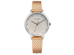 Relógio de Pulso Feminino Yolako com Pulseira de Plástico Estilo Personalidade Quartzo Branco Leite