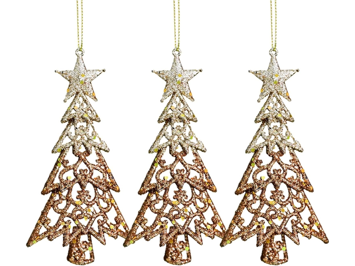 Conjunto De 3 Peças De Decoração Natalina Festiva | Decoração De Estrela Em Estilo Rústico Para O