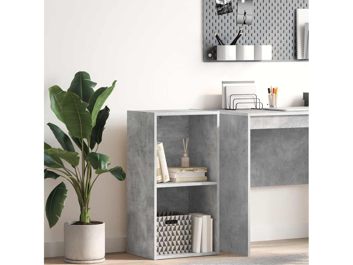 Vidaxl Estante 2 Prateleiras 40x30x76,5 Cm Contraplacado Cinza Cimento
