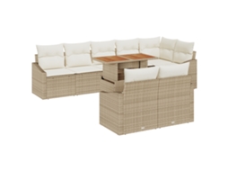 Conjunto 9 Sofá De Jardim Vidaxl Bege Vime Pe (100 X 55 X 73 Cm)