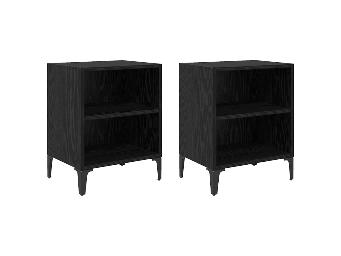 Conjunto de Armário de Cabeceira 2 Pcs Carvalho Preto 40x30x50 cm MAISON EXCLUSIVE
