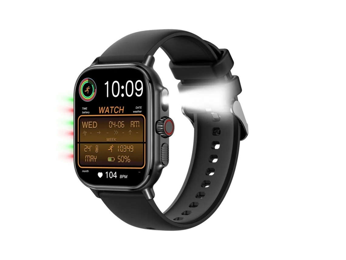 Smartwatch Bestvite I120 de 1,95 polegadas com chamadas Bluetooth, monitoramento de saúde, mais de 100 modos esportivos, à prova d'água IP76, preto