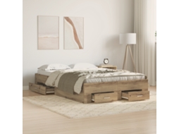 Estrutura De Cama Com Gavetas Carvalho Artesanal 120x200 Cm Madeira De Engenharia
