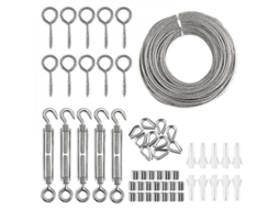 Kit De Cable De Acero Inoxidable Para Colgar, Cable De Jardín 30m Con 55 Accesorios, Resistente A La Corrosión Y Rojo