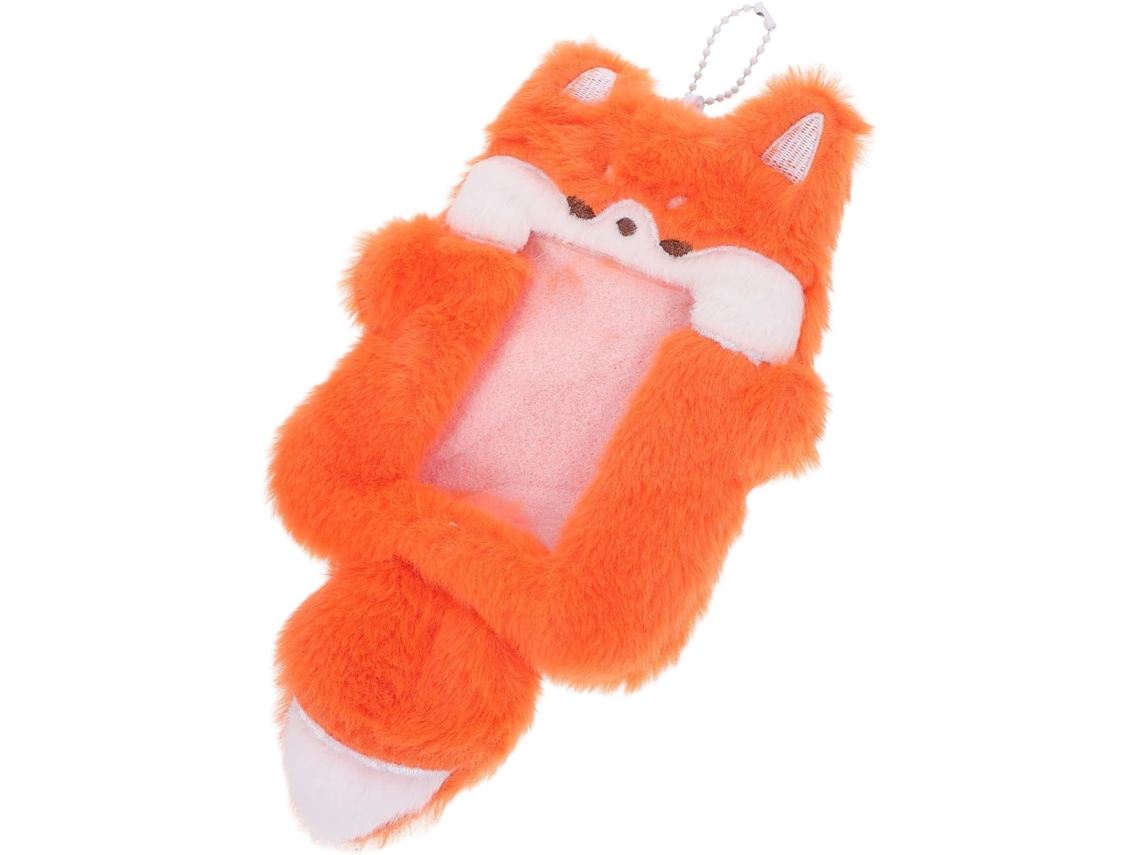 Porta Cartões De Algodão Com Adorável Estampa De Animais, Porta Cartões De Pelúcia Laranja Com Função Guardar E