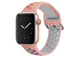 Pulseira de Silicone Halinuia para Apple Watch Series 10/11 , Design Esportivo Respirável. Rosa Arco íris (42 49 Mm)