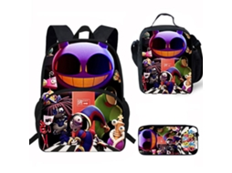 Conjunto De Três Peças De Mochila Infantil Com Motivos De Circo: Mochila Escolar Com Alças, Lancheira Térmica E Estojo, Padrão 15