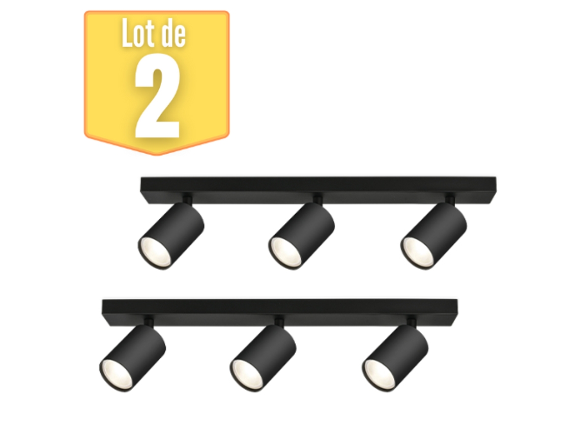 Conjunto de 2 Luzes de Teto 3 Beta-U2 Pontos Salientes Gu10 3X35W Noir BRAYTRON