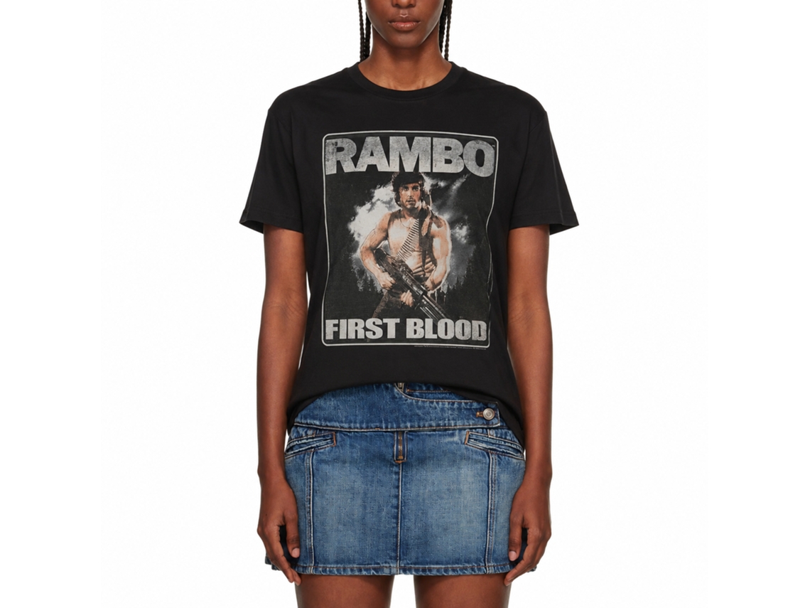 Rockinstone Rambo Movie First Blood Black Adult Shirt Size:l