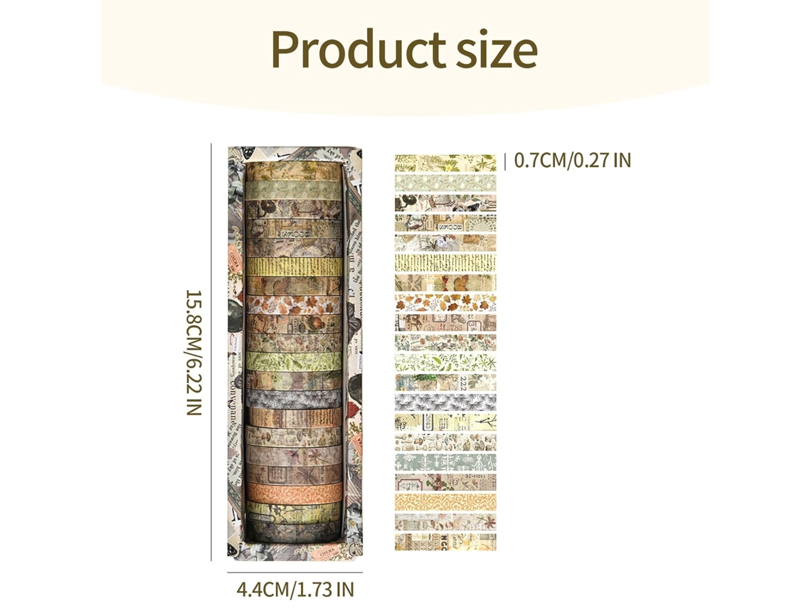 Fita Adesiva Washi, 20 Rolos, De Fita Washi Com Estampas De Plantas, Fitas Washi Vintage, Em Tons Pastel