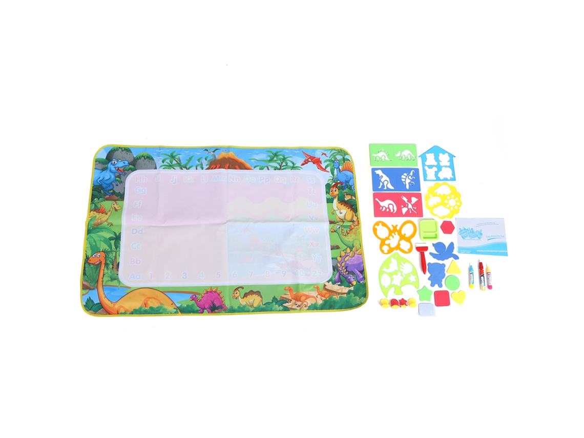 Primerox brinquedo de Desenho Mágico Água 110x70cm Educação Infantil com Pincéis Moldes Dinossauros