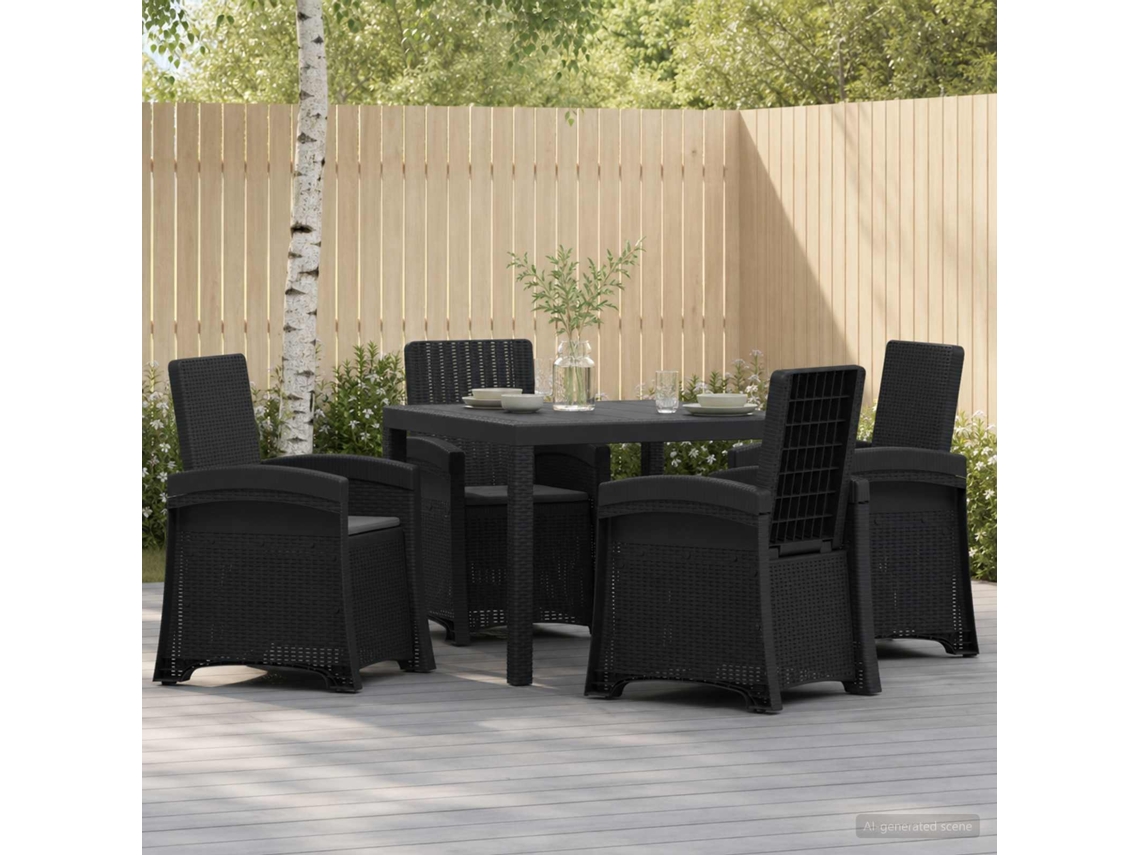 Vidaxl Conjunto De Jantar Para Jardim 5 Unid. Antracite Pp