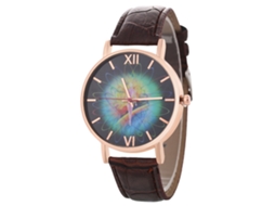 Reloj De Pulsera De Aleación Con Dial Redondo Analógico De Cuarzo Para Mujer Y Hombre (café)