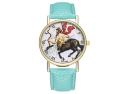Relógio de quartzo Centaurus Universal de estilo simples com pulseira de couro para estudantes (verde menta)