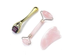 Conjunto de Rolos Jade para Massagem Facial Guasha Feminina GOKOCO
