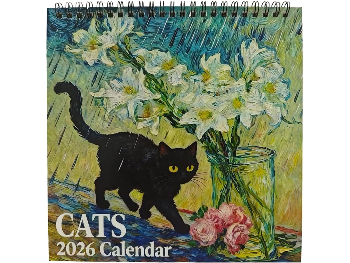 Organizador Mensal De Janeiro A Dezembro, Com Tema De Com Grandes Espaços Para Datas, Calendário De Gatos 2026