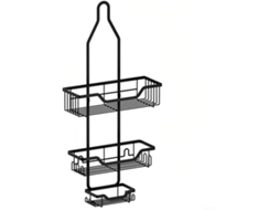 Organizador De Parede De Metal Com 12 Ganchos Suporte Pendurar Sem Furos Armazenamento No Banheiro Preto 66x 30cm