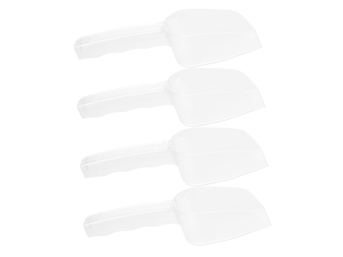 Conjunto De 4 Colheres Plástico Transparente Sorvete E Chantilly, Sem Rebarbas, Práticas Bares E Docerias