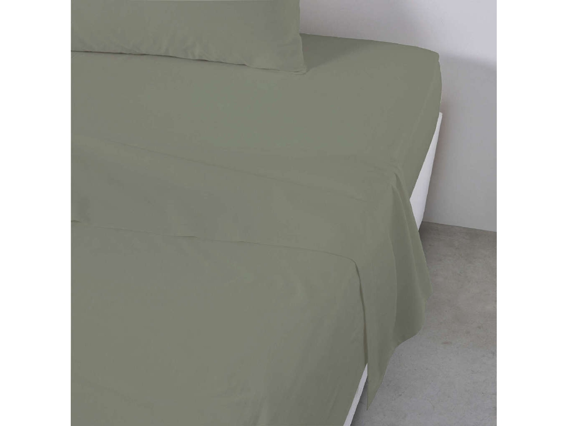 Conjunto Lençóis Algodão 260x280cm Verde KASA 1 un