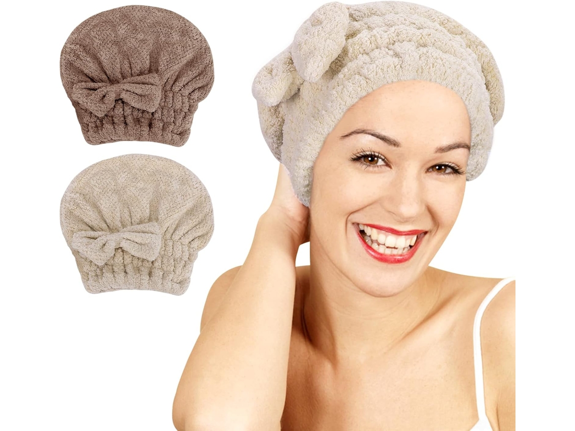(café E Marrom) Pacote Com 2 Toalhas De Microfibra Para Secar Cabelo, Superabsorventes