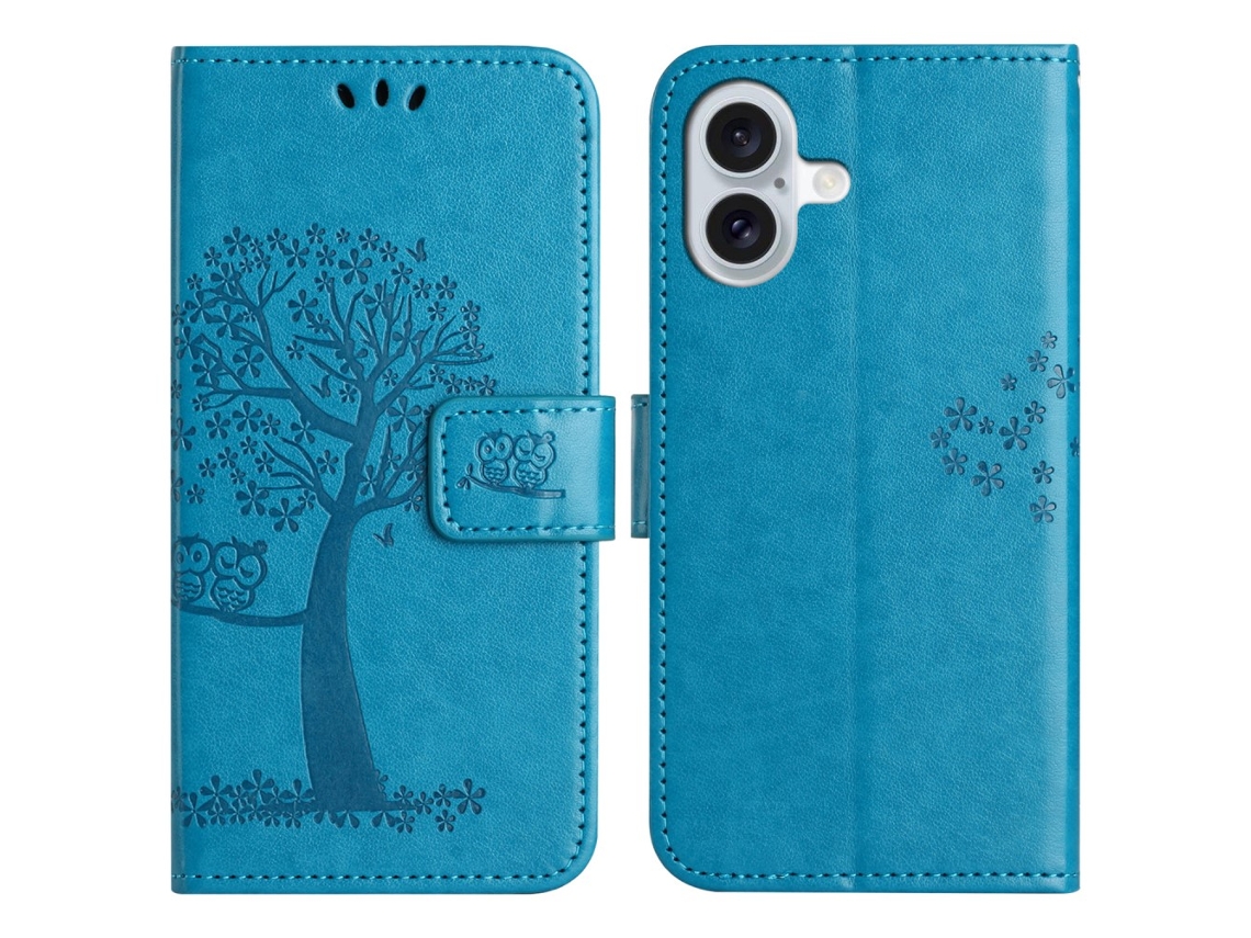 Capa Em Couro Pu, Azul Para Apple Iphone 16