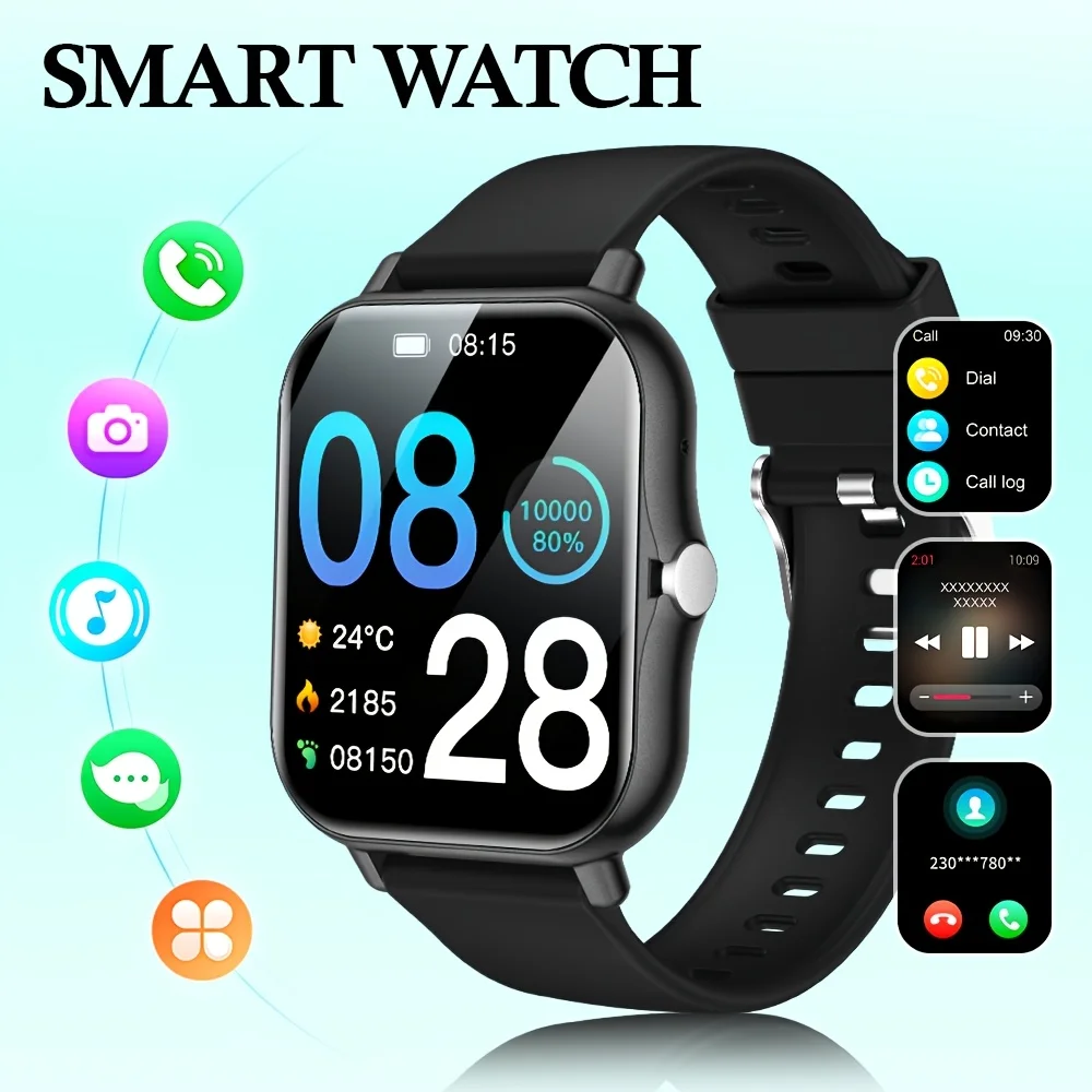 (preto) Smartwatch Elegante Com Tela Sensível Ao Toque De 1,83 Polegadas
