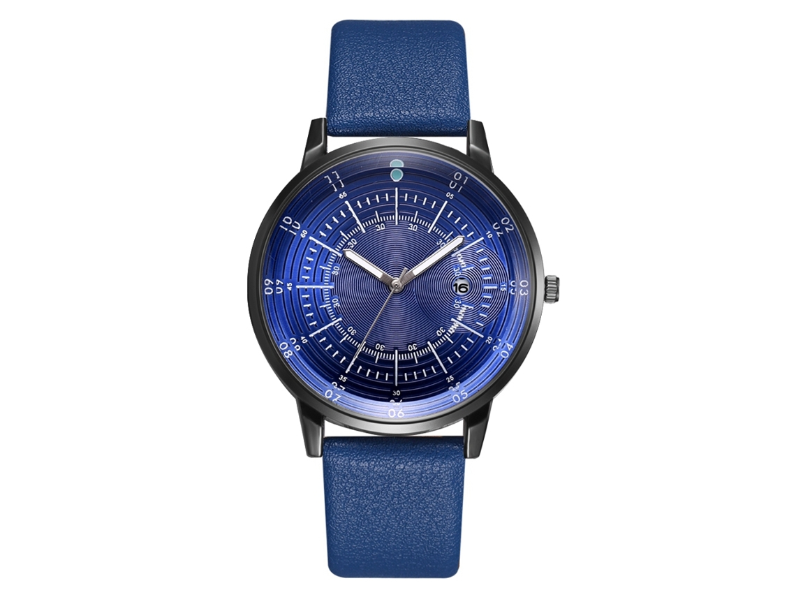 Relógio de pulso masculino de quartzo com pulseira de couro PU e calendário, estilo executivo.