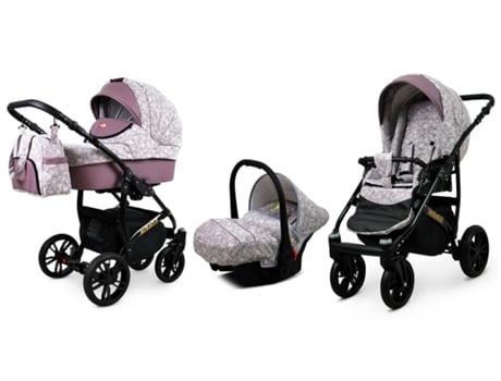 Carrinho de Bebé Multifuncional BABYLUX MIRACLE 3 Em 1 -Misty Violet - Ajustável e dobrável Construção leve em alumínio - Acessórios