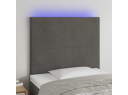 Vidaxl Cabeceira De Cama C/ Led Veludo 100x5x118/128 Cm Cinza-escuro