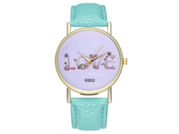 Reloj De Cuero Pu Unisex Love Letters Reloj De Cuarzo Zhoulianfa (menta)