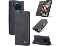 Capa Fólio Tipo Compartimento Aba Proteção para Huawei Mate 30 HONGWE. com Porta-Cartões Preto