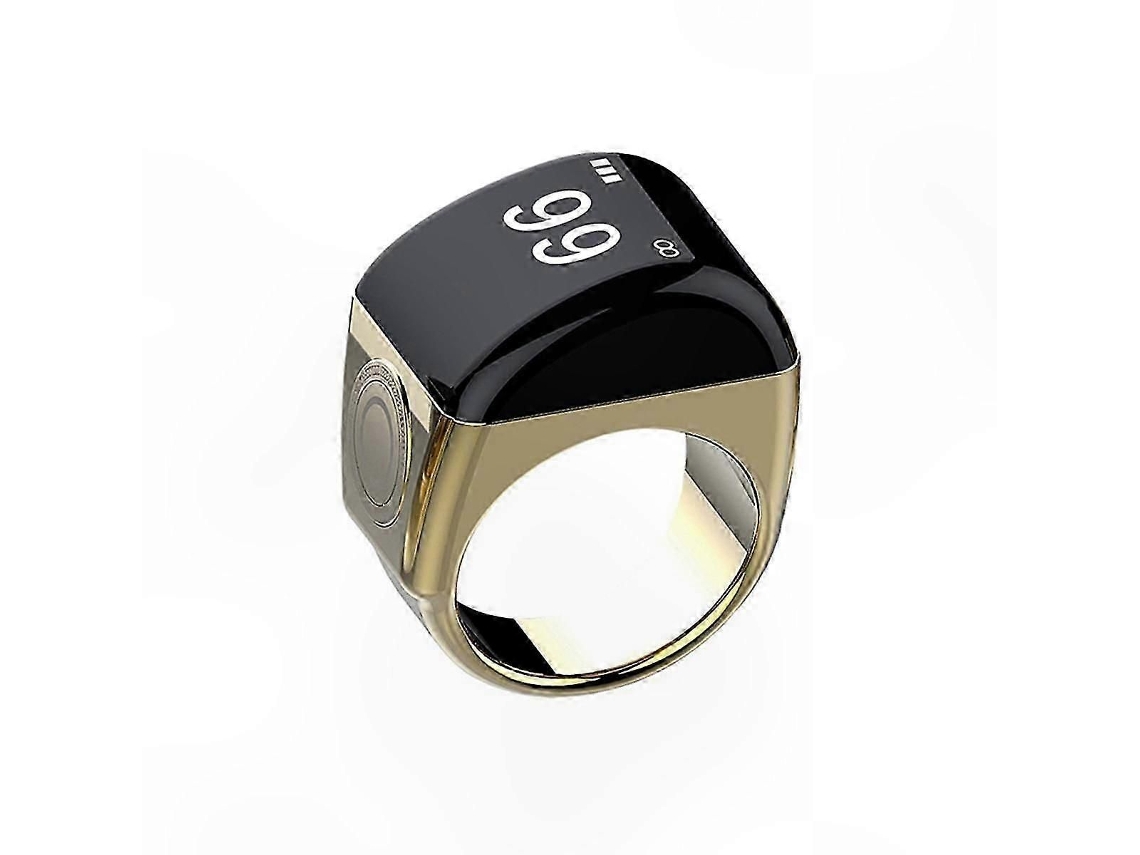 Anel Inteligente Com Estojo De Carregamento, Contador Digital À Prova D'água, Visor No Aplicativo, 5 Alertas De Horário De Oração, Dourado, 20 Mm