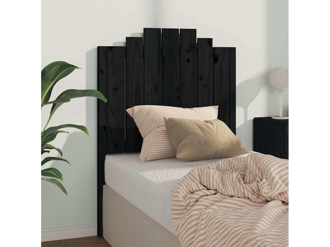 Vidaxl Cabeceira De Cama 81x4x110 Cm Pinho Maciço Preto
