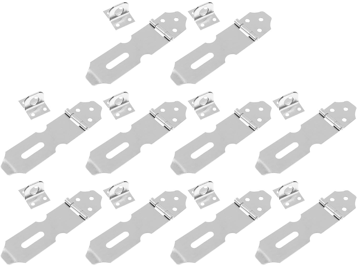 Conjunto de 10 porta-tâmaras com correntes em aço inoxidável.