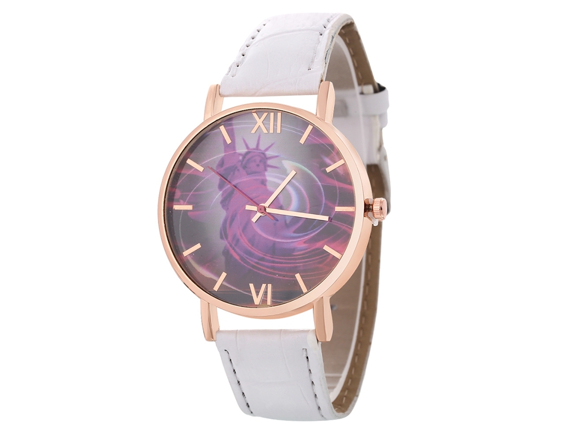 Relógio de quartzo simples e elegante para casais com pulseira de couro unissex.