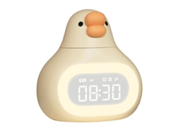 Rebe-reloj Despertador Digital Niños Oca Cartoon Luz Nocturna Usb Regulable Dormitorio Amarillo