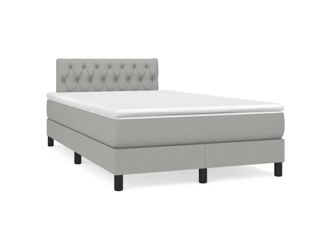 Vidaxl Cama Boxspring Com Colchão 120x190 Cm Tecido Cinzento-claro