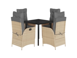 Conjunto de 5 Jantar para Jardim com Almofadões Vime Pe Bege MAISON EXCLUSIVE
