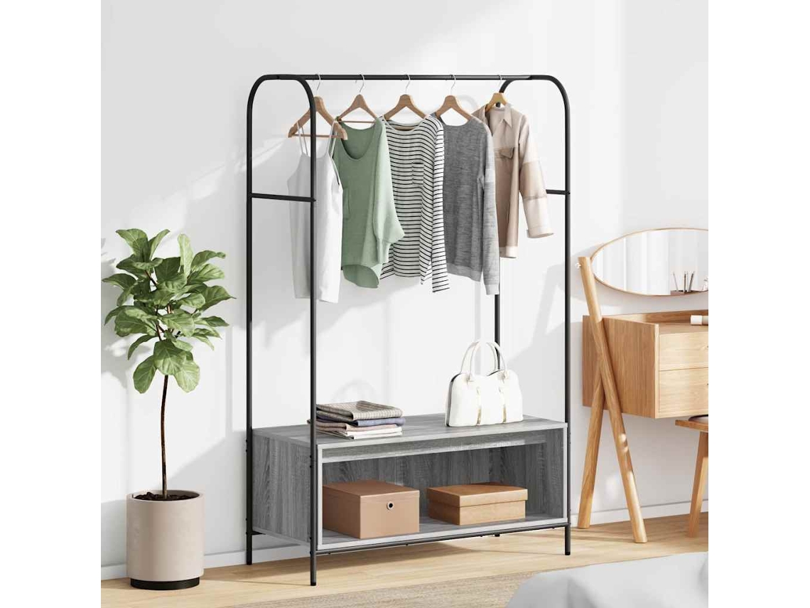 Vidaxl Suporte Para Roupas Com Armazenamento Cinzeto 100 X 44 X 160 Cm