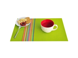 Conjunto de 6 toalhas de mesa listradas verdes, laváveis, resistentes ao calor e a manchas, em PVC para cozinha.