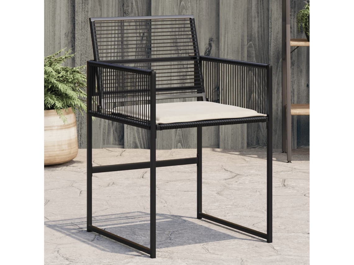 Cadeiras De Jardim Com Almofadões 4 Pcs Vime Pe Preto Dkd Home Decor