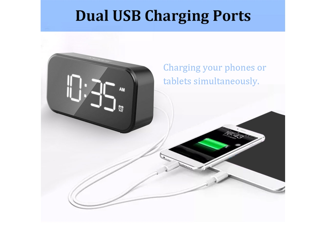 Despertador Digital Com Carregamento Usb E Brilho Ajustável
